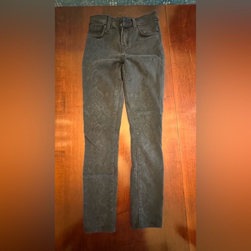 Brand Hi Rise Crop Skinny Jeans Snake Print Brown Black